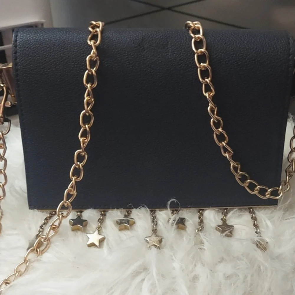 Charles and Keith deep blue star Gold Chain Crossbody Shoulder Jag
